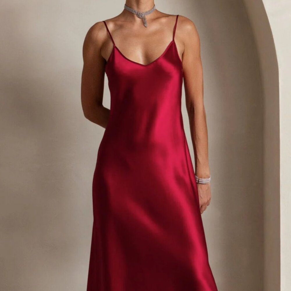 Gorgeous Deep RED Sand-washed Silk dress. Size XL. - Picture 6 of 6